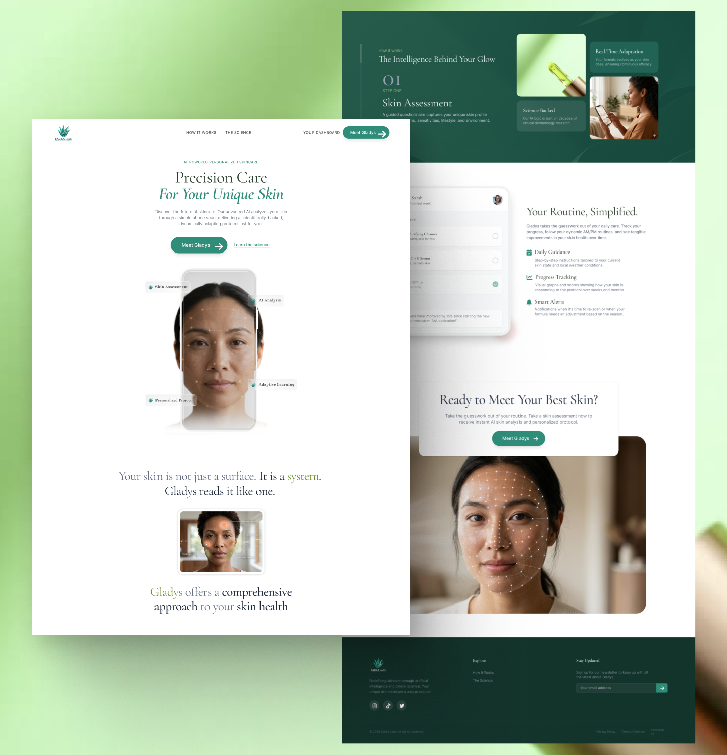 Gladys AI — marketing landing page: Precision Care For Your Unique Skin